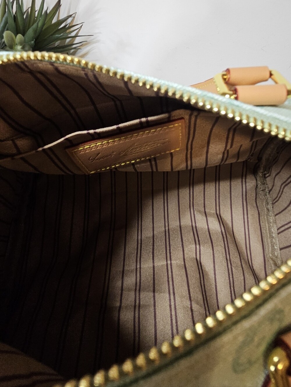 Designer Inspired Luxury Canvas Soft Speedy with Tan Trim - Picture 4 of 5